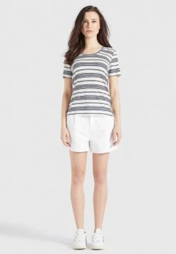 Khujo PERGOLA T Shirt Basique Naturweiß Dunkelblau Gestreift Femme -Khujo Soldes 04245b024c18491986f3354f54c0ec1b