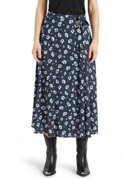 Khujo Femme HEPKE Jupe Trapèze Blau Weiß Geblümt -Khujo Soldes 048a5877c99445bc8e163373a6e61d86