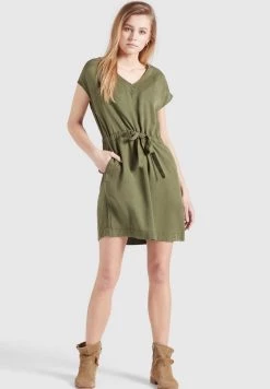 Khujo Femme ANNELI Robe En Jean Khaki Gewaschen