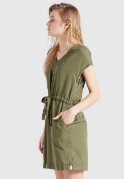 Khujo Femme ANNELI Robe En Jean Khaki Gewaschen -Khujo Soldes 074f217253e34e5dbaae64a68b742c01