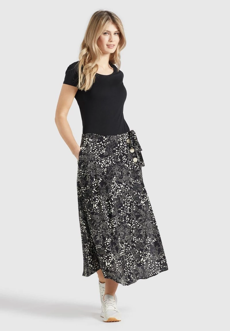 Khujo Femme HEPKE Jupe Trapèze Schwarz Weiß Gemustert 4 Khujo Femme HEPKE Jupe Trapèze Schwarz Weiß Gemustert – Image 2