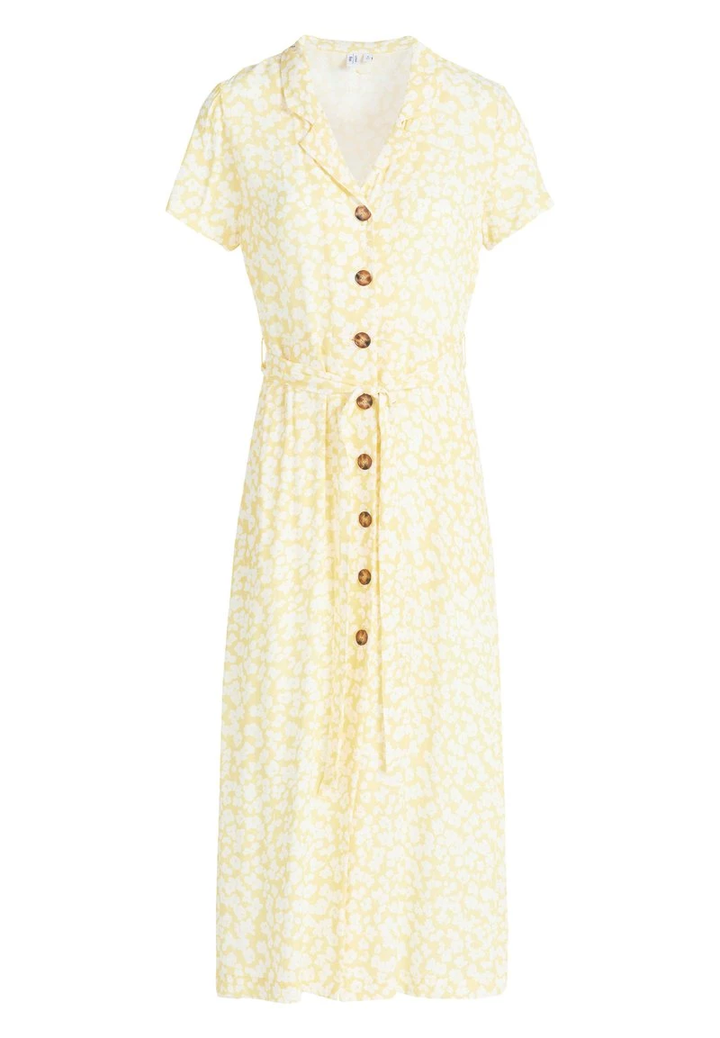 Khujo Femme GOYA Robe Chemise Gelb Weiß Geblümt 11 Khujo Femme GOYA Robe Chemise Gelb Weiß Geblümt – Image 9