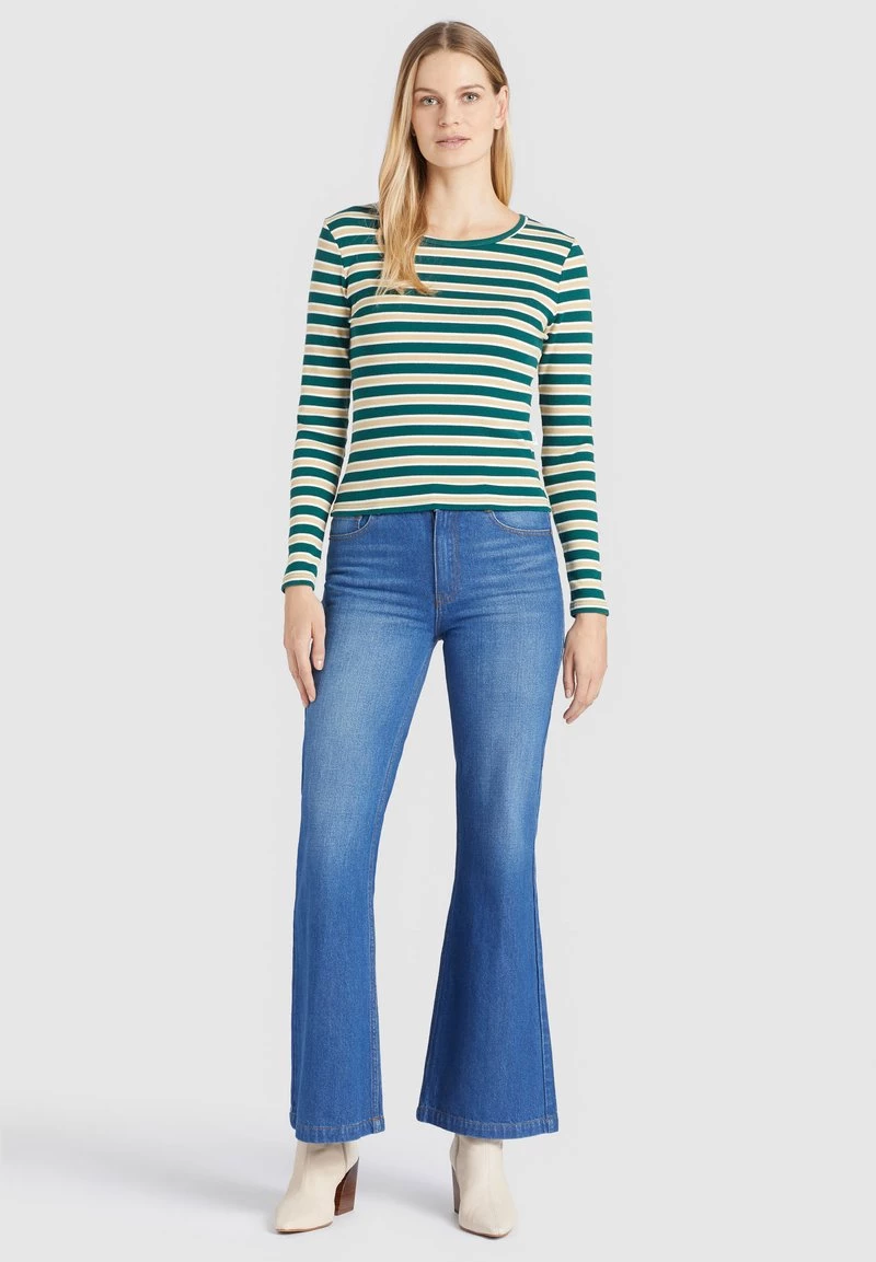 Khujo SICHUAN T Shirt à Manches Longues Grün Beige Gestreift Femme 3 Khujo SICHUAN T Shirt à Manches Longues Grün Beige Gestreift Femme