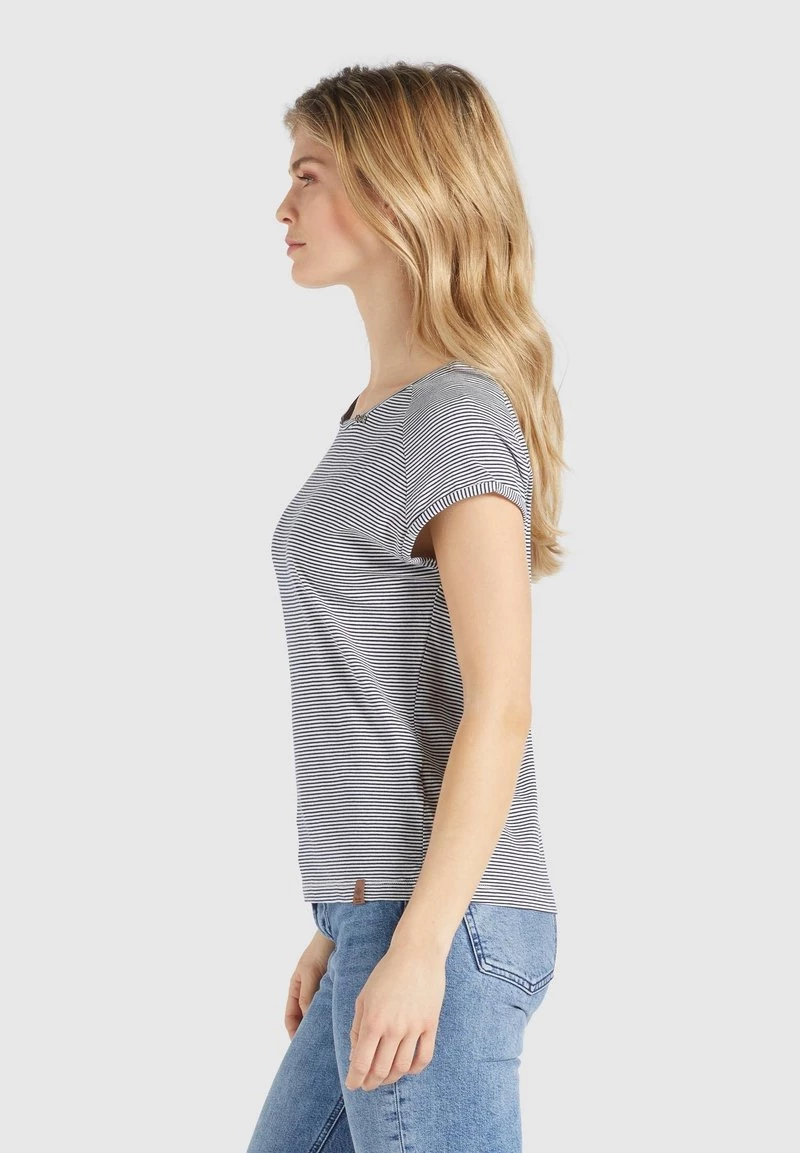Khujo BABSI T Shirt Imprimé Weiß Blau Gestreift Femme 6 Khujo BABSI T Shirt Imprimé Weiß Blau Gestreift Femme – Image 4