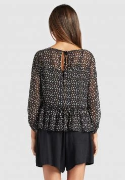 Khujo KLEMENTINA Blouse Black/blue Femme -Khujo Soldes 229ea63ff342409cbfa37cdda8a7b93b