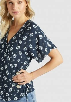 Khujo GIOVANNA Blouse Blau Weiß Geblümt Femme -Khujo Soldes 23ad7370b74a44ed9dc352bfa8e473b9