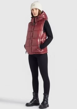 Khujo MARGARIDA SHINY Veste Sans Manches Weinrot Glänzend Femme -Khujo Soldes 283d03b933fe4d34a48ac1468ac3e2ea