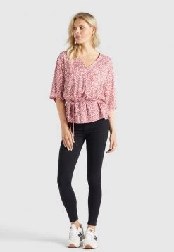 Khujo Femme RINALDA Blouse Rot Weiß Geblümt -Khujo Soldes 2a5d4eaa8e184c09ac5b7a9c75863488