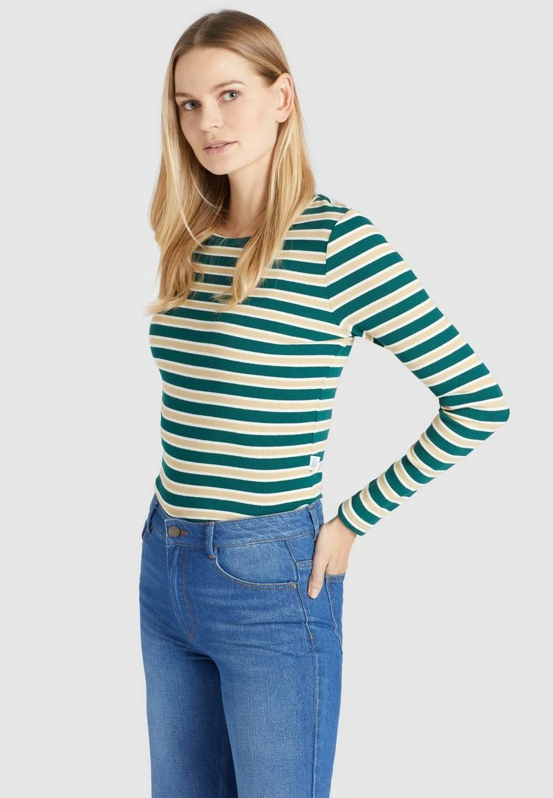 Khujo SICHUAN T Shirt à Manches Longues Grün Beige Gestreift Femme 7 Khujo SICHUAN T Shirt à Manches Longues Grün Beige Gestreift Femme – Image 5