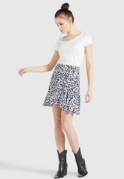 Khujo UNDINE Jupe Trapèze Dunkelblau Weiß Geblümt Femme -Khujo Soldes 2c638add342747fd84432d3cfdbb99f4