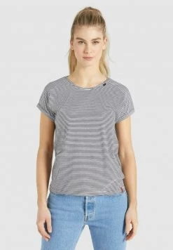 Khujo Femme BABSI T Shirt Imprimé Schwarz Weiß Gestreift