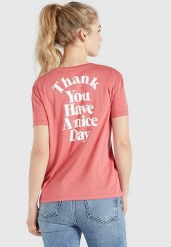 Khujo Femme BANANI THANK YOU T Shirt Imprimé Rosa