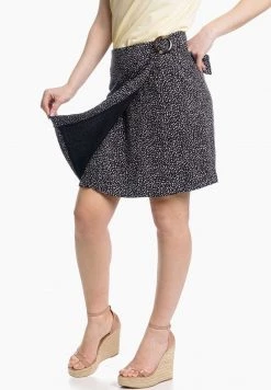 Khujo ARMATA FLOA DO Jupe Portefeuille Black Femme -Khujo Soldes 37fce9986980448ba3d5987b77799908