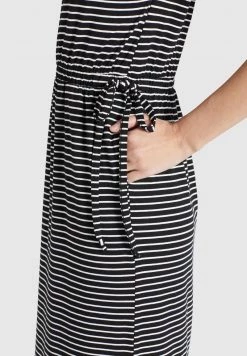 Khujo CRISTELLA Robe Longue Schwarz Weiß Gestreift Femme -Khujo Soldes 39ba83aec56f4b1fb614e6fbd229b058