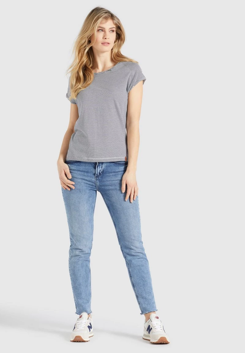 Khujo BABSI T Shirt Imprimé Weiß Blau Gestreift Femme 4 Khujo BABSI T Shirt Imprimé Weiß Blau Gestreift Femme – Image 2