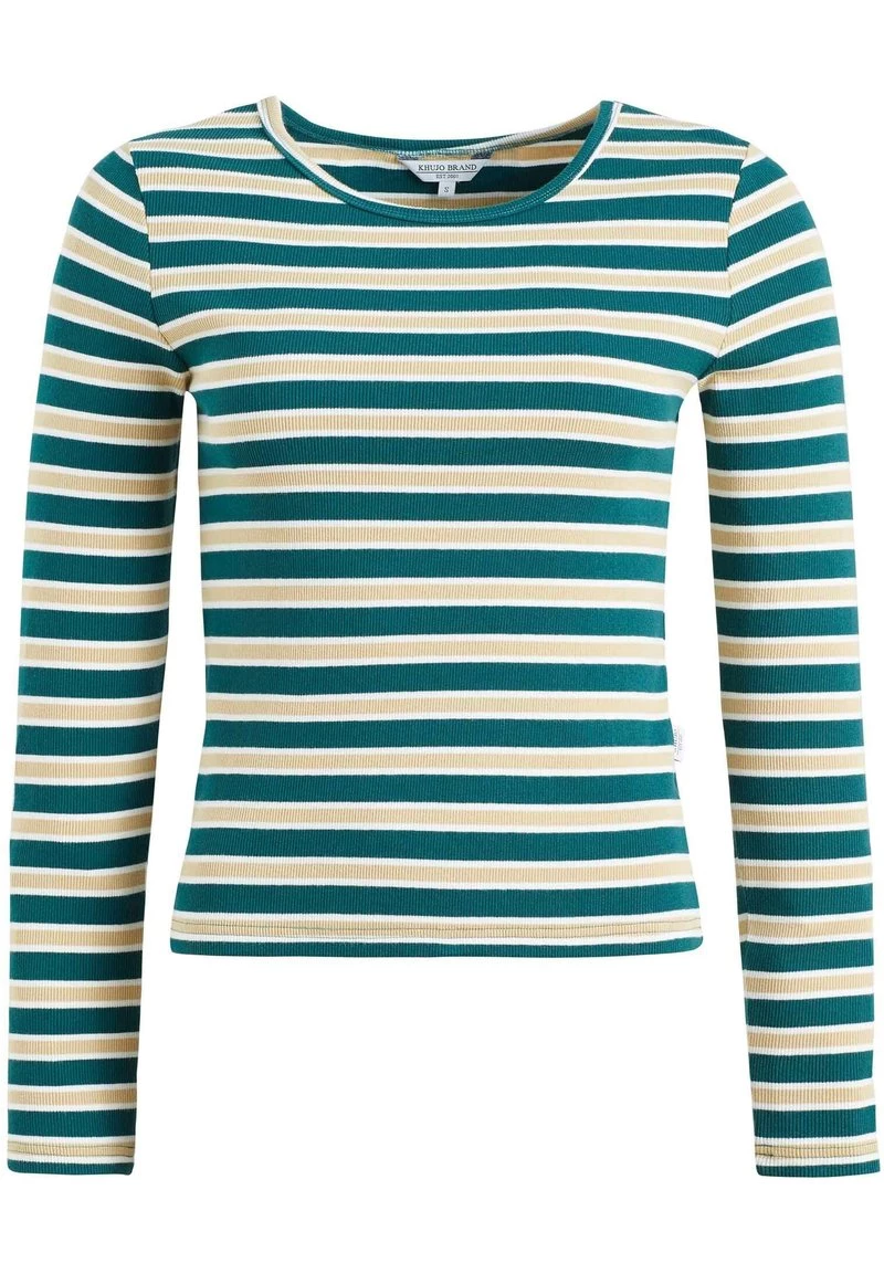 Khujo SICHUAN T Shirt à Manches Longues Grün Beige Gestreift Femme 10 Khujo SICHUAN T Shirt à Manches Longues Grün Beige Gestreift Femme – Image 8