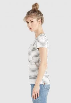 Khujo Femme RAFAELA T Shirt Imprimé Weiß Schwarz Gestreift -Khujo Soldes 4717ccdda8cd424da23e135ab3a31883