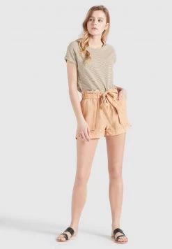 Khujo BABSI T Shirt Imprimé Weiß Ocker Gestreift Femme -Khujo Soldes 4852c6a6815b4fd8b6a50e4f5bded577