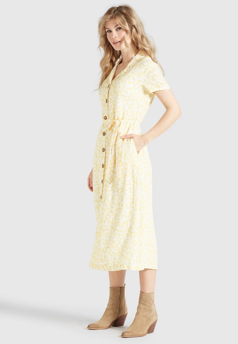 Khujo Femme GOYA Robe Chemise Gelb Weiß Geblümt 7 Khujo Femme GOYA Robe Chemise Gelb Weiß Geblümt – Image 5