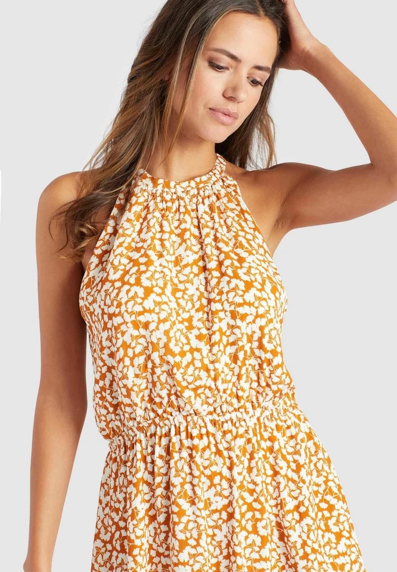 Khujo KELSA Robe De Jour Ocker Geblümt Femme 7 Khujo KELSA Robe De Jour Ocker Geblümt Femme – Image 5
