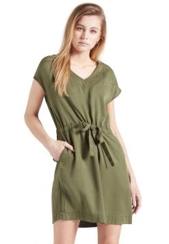 Khujo Femme ANNELI Robe En Jean Khaki Gewaschen -Khujo Soldes 6979b1375a7e404ea7a28c02550622d4