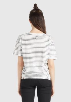 Khujo AURELIA T Shirt Imprimé Weiß Schwarz Gestreift Femme -Khujo Soldes 7c2a9906b5ef408888a9205ee1263e89