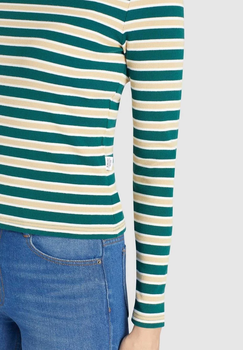 Khujo SICHUAN T Shirt à Manches Longues Grün Beige Gestreift Femme 8 Khujo SICHUAN T Shirt à Manches Longues Grün Beige Gestreift Femme – Image 6