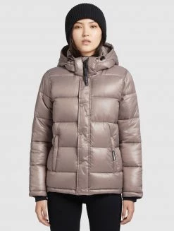 Khujo Femme GERDA SHINY Veste D'hiver Taupe Glänzend