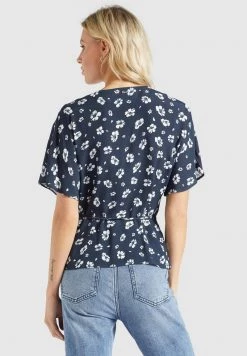 Khujo GIOVANNA Blouse Blau Weiß Geblümt Femme -Khujo Soldes 7f07f15847bd43d3b299de3f138b4949