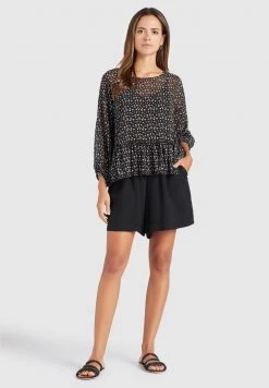 Khujo KLEMENTINA Blouse Black/blue Femme -Khujo Soldes 835b31f7185043bcb660d8ef0049ace2