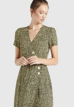 Khujo Femme PORGY Robe De Jour Schwarz Gelb Geblümt -Khujo Soldes 84758fc80c8d4af298856c114bfceacf