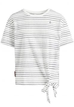 Khujo AURELIA T Shirt Imprimé Weiß Schwarz Gestreift Femme -Khujo Soldes 84d4ccb4d90148d69834967f63c56983