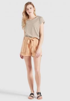 Khujo BABSI T Shirt Imprimé Weiß Ocker Gestreift Femme -Khujo Soldes 8893a943c8a640e5ab1a2baac5bdbbc4