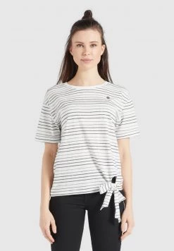 Khujo AURELIA T Shirt Imprimé Weiß Schwarz Gestreift Femme