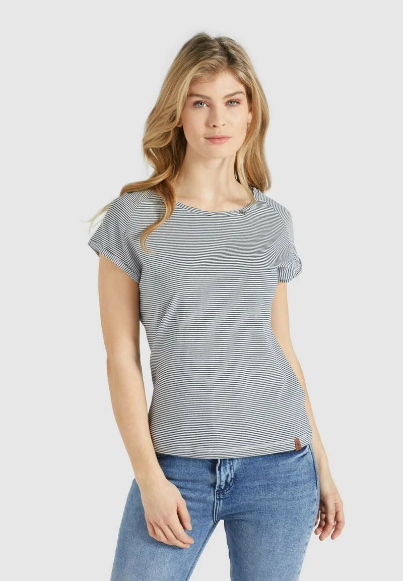 Khujo BABSI T Shirt Imprimé Weiß Blau Gestreift Femme 3 Khujo BABSI T Shirt Imprimé Weiß Blau Gestreift Femme