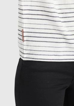 Khujo AURELIA T Shirt Imprimé Weiß Schwarz Gestreift Femme -Khujo Soldes 8a7a93e80ee84f41ae867b51b578ef27