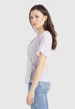 Khujo Femme GIOVANNA Blouse Flieder Weiß Gepunktet -Khujo Soldes 8e1fae6969eb49d1be44de7c77456d58