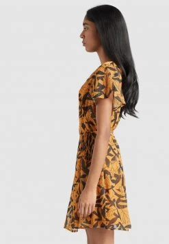 Khujo Femme VARVARA Robe De Jour Orange/black -Khujo Soldes 8f16a140994540e68f217c94423cba8f