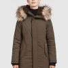 Khujo TAIPA Veste D'hiver Khaki Femme -Khujo Soldes 92d49690f42f401995c0027c728cd4cd