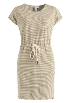 Khujo ANNEMARIE Robe En Jersey Weiß Ocker Gestreift Femme -Khujo Soldes 95bfbe85ef2e41f287b6cd69967aa647