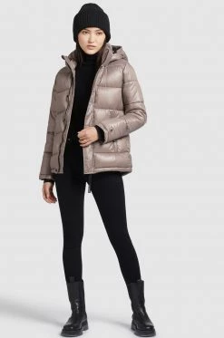 Khujo Femme GERDA SHINY Veste D'hiver Taupe Glänzend -Khujo Soldes 997226b9463b421e97c475c6d5d3b3ec