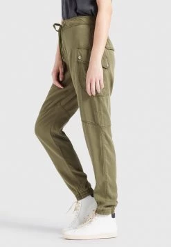 Khujo JOSLIN Pantalon Cargo Khaki Gewaschen Femme -Khujo Soldes a6a4e942065f48e0ab192cf92b2ee167