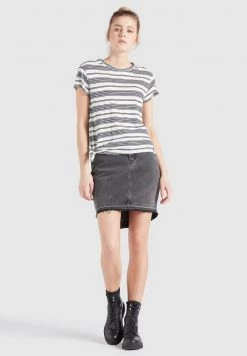 Khujo MATAMA T Shirt Imprimé Naturweiß Dunkelblau Gestreift Femme -Khujo Soldes a875c53de5994fd9a9f61385164a0bc3