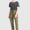 Khujo JOSLIN Pantalon Cargo Khaki Gewaschen Femme -Khujo Soldes a98bc06f91ee4c848c81cb702e1ff46e