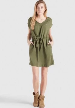 Khujo Femme ANNELI Robe En Jean Khaki Gewaschen -Khujo Soldes ab5b42d7a9ec41249def156244fa4101