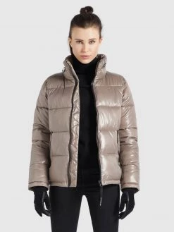 Khujo BLONDIE Veste D'hiver Taupe Glänzend Femme -Khujo Soldes b0ae3d67b0924b78be14d8532e5ba74d