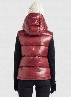 Khujo MARGARIDA SHINY Veste Sans Manches Weinrot Glänzend Femme -Khujo Soldes b12c19a52b96448c87a475e2777a254e