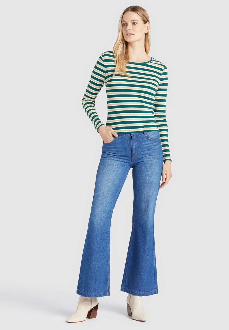 Khujo SICHUAN T Shirt à Manches Longues Grün Beige Gestreift Femme 4 Khujo SICHUAN T Shirt à Manches Longues Grün Beige Gestreift Femme – Image 2