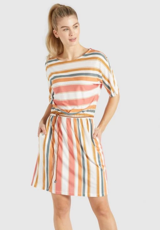 Khujo Femme GABY Robe En Jersey Mehrfarbig Gestreift -Khujo Soldes b3608f6af28d4f7084e6cacdc5919d73