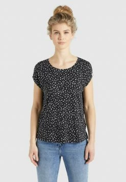 Khujo TALAJA T Shirt Imprimé Schwarz Weiß Gemustert Femme